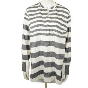 Merona Womens XXL Gray and White Stripe Pullover Shirt
